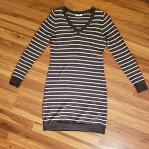 Old Navy Gray Striped Sweater Dress